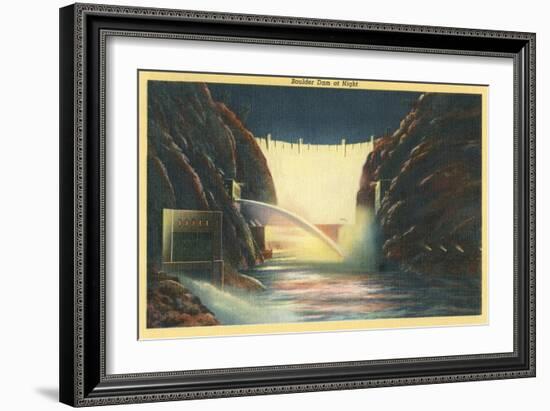 Boulder Dam at Night, Nevada-null-Framed Art Print