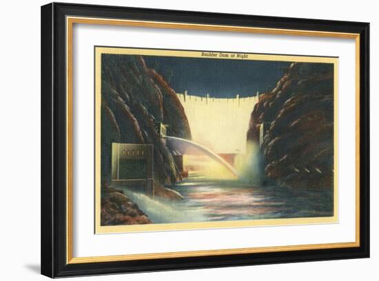 Boulder Dam at Night, Nevada-null-Framed Art Print