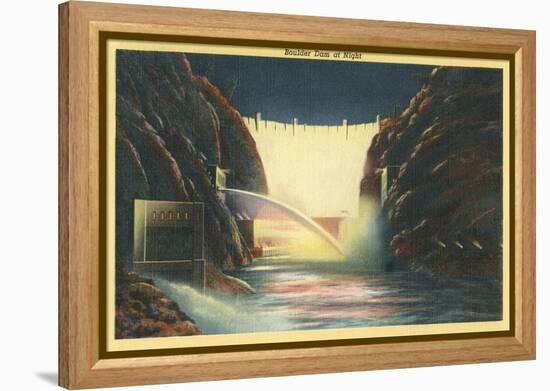 Boulder Dam at Night, Nevada-null-Framed Stretched Canvas