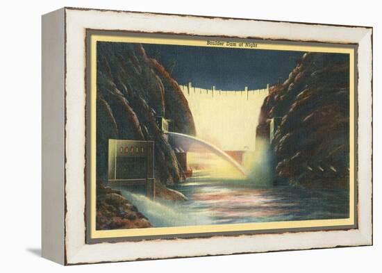 Boulder Dam at Night, Nevada-null-Framed Stretched Canvas