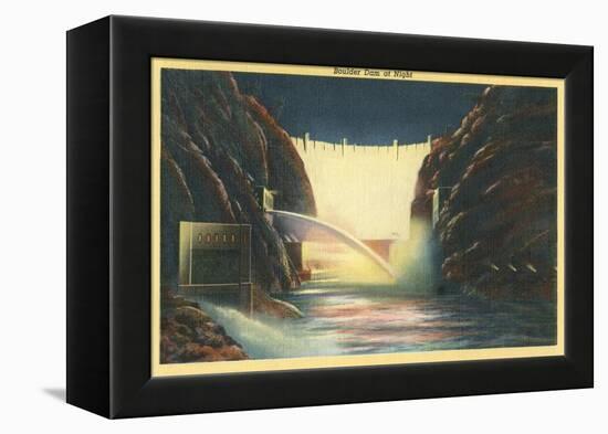 Boulder Dam at Night, Nevada-null-Framed Stretched Canvas