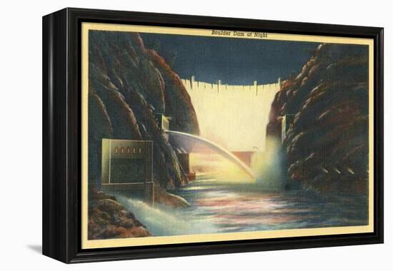 Boulder Dam at Night, Nevada-null-Framed Stretched Canvas