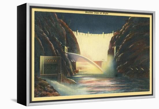 Boulder Dam at Night, Nevada-null-Framed Stretched Canvas