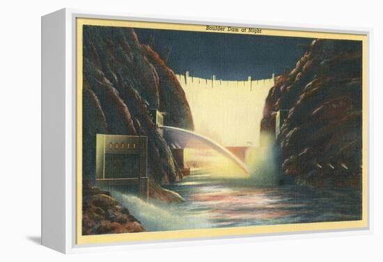 Boulder Dam at Night, Nevada-null-Framed Stretched Canvas