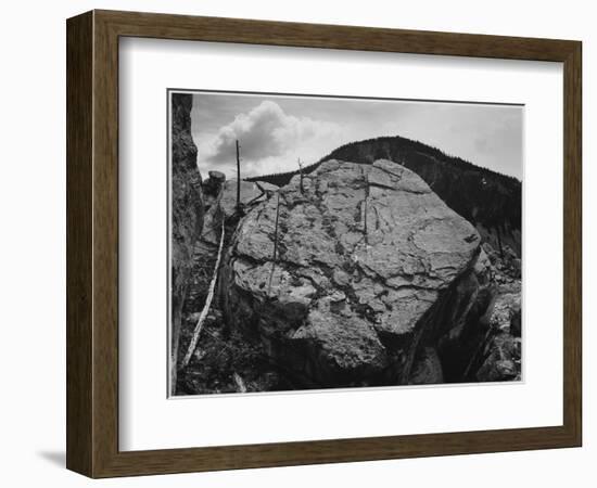 Boulder With Hill In Bkgd "Rocks At Silver Gate Yellowstone NP" Wyoming 1933-1942-Ansel Adams-Framed Art Print