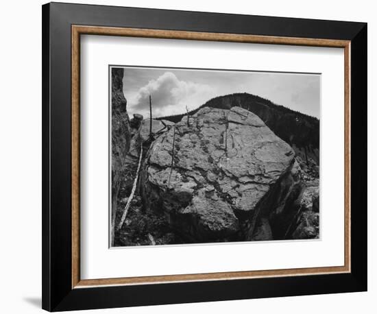 Boulder With Hill In Bkgd "Rocks At Silver Gate Yellowstone NP" Wyoming 1933-1942-Ansel Adams-Framed Art Print