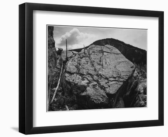 Boulder With Hill In Bkgd "Rocks At Silver Gate Yellowstone NP" Wyoming 1933-1942-Ansel Adams-Framed Art Print