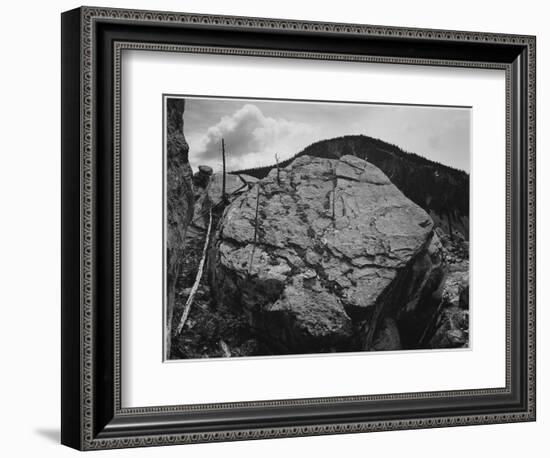 Boulder With Hill In Bkgd "Rocks At Silver Gate Yellowstone NP" Wyoming 1933-1942-Ansel Adams-Framed Art Print