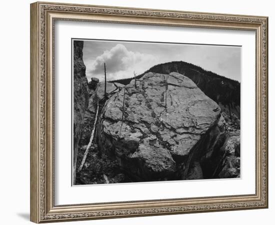 Boulder With Hill In Bkgd "Rocks At Silver Gate Yellowstone NP" Wyoming 1933-1942-Ansel Adams-Framed Art Print