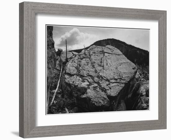 Boulder With Hill In Bkgd "Rocks At Silver Gate Yellowstone NP" Wyoming 1933-1942-Ansel Adams-Framed Art Print