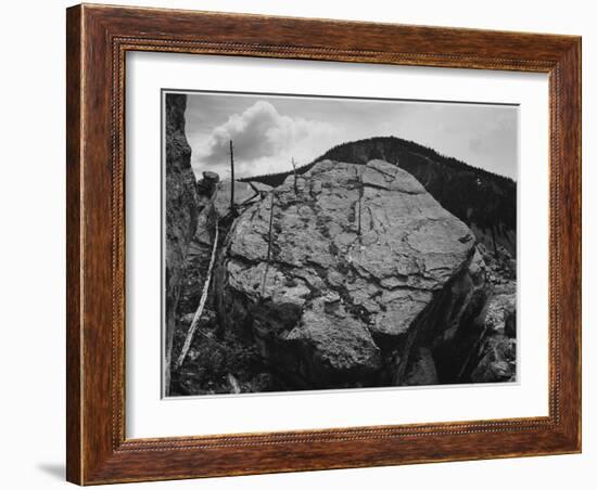 Boulder With Hill In Bkgd "Rocks At Silver Gate Yellowstone NP" Wyoming 1933-1942-Ansel Adams-Framed Art Print