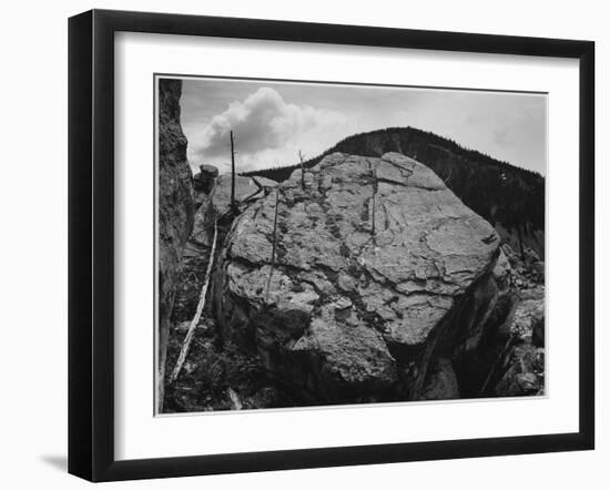 Boulder With Hill In Bkgd "Rocks At Silver Gate Yellowstone NP" Wyoming 1933-1942-Ansel Adams-Framed Art Print