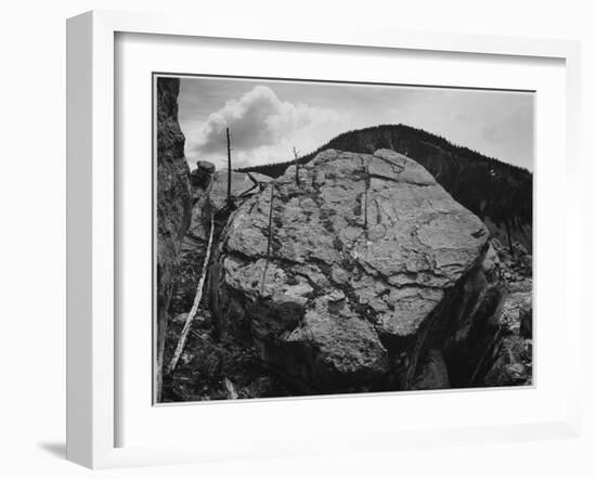 Boulder With Hill In Bkgd "Rocks At Silver Gate Yellowstone NP" Wyoming 1933-1942-Ansel Adams-Framed Art Print