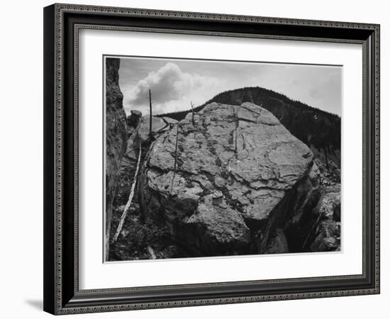 Boulder With Hill In Bkgd "Rocks At Silver Gate Yellowstone NP" Wyoming 1933-1942-Ansel Adams-Framed Art Print