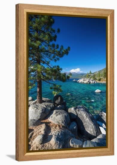 Boulders and cove at Sand Harbor State Park, Lake Tahoe, Nevada USA-Russ Bishop-Framed Premier Image Canvas