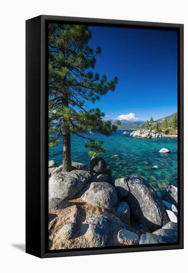 Boulders and cove at Sand Harbor State Park, Lake Tahoe, Nevada USA-Russ Bishop-Framed Premier Image Canvas