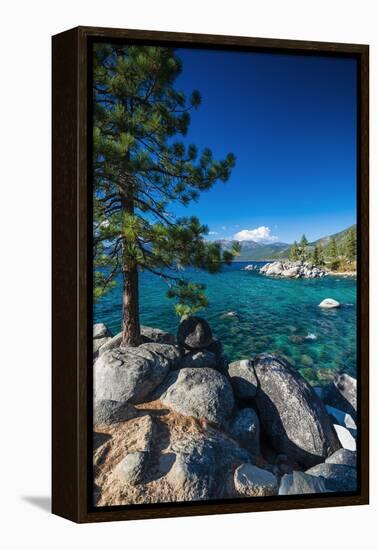 Boulders and cove at Sand Harbor State Park, Lake Tahoe, Nevada USA-Russ Bishop-Framed Premier Image Canvas