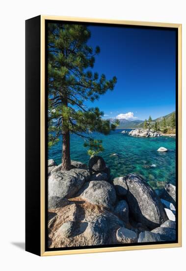 Boulders and cove at Sand Harbor State Park, Lake Tahoe, Nevada USA-Russ Bishop-Framed Premier Image Canvas