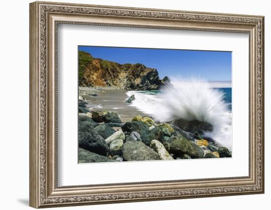 Boulders and Crashing Surf, Limekiln State Park, Big Sur, California, Usa-Russ Bishop-Framed Photographic Print