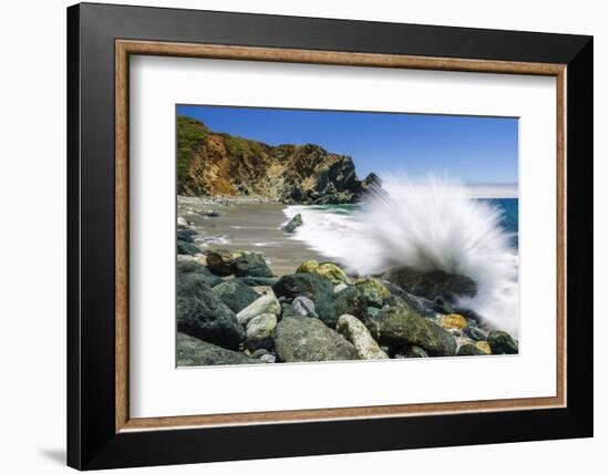 Boulders and Crashing Surf, Limekiln State Park, Big Sur, California, Usa-Russ Bishop-Framed Photographic Print