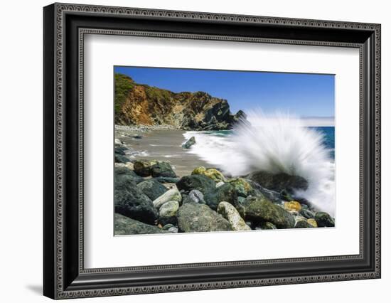 Boulders and Crashing Surf, Limekiln State Park, Big Sur, California, Usa-Russ Bishop-Framed Photographic Print