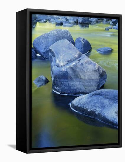 Boulders and Reflection, Little Salmon River, Idaho, USA-Charles Gurche-Framed Premier Image Canvas