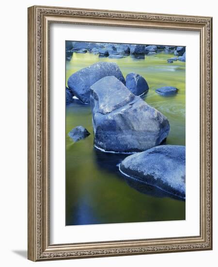 Boulders and Reflection, Little Salmon River, Idaho, USA-Charles Gurche-Framed Photographic Print