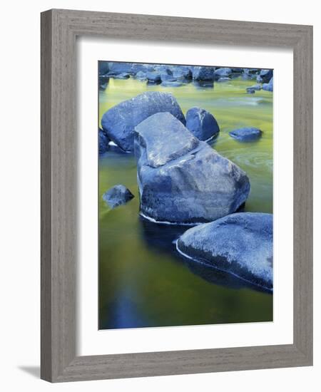 Boulders and Reflection, Little Salmon River, Idaho, USA-Charles Gurche-Framed Photographic Print