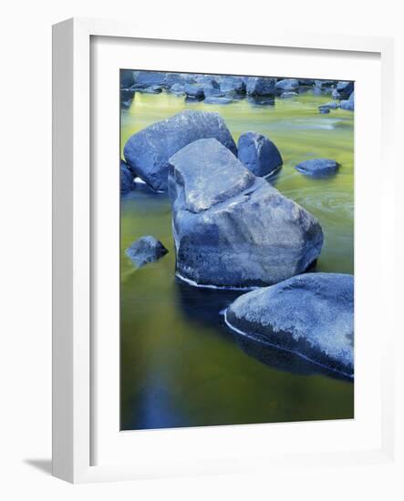 Boulders and Reflection, Little Salmon River, Idaho, USA-Charles Gurche-Framed Photographic Print