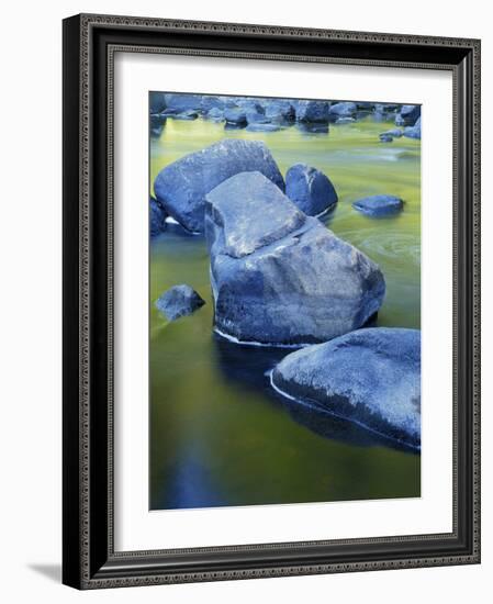 Boulders and Reflection, Little Salmon River, Idaho, USA-Charles Gurche-Framed Photographic Print