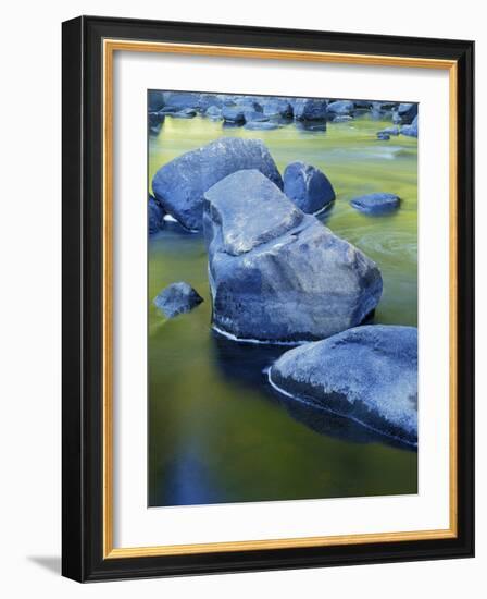 Boulders and Reflection, Little Salmon River, Idaho, USA-Charles Gurche-Framed Photographic Print