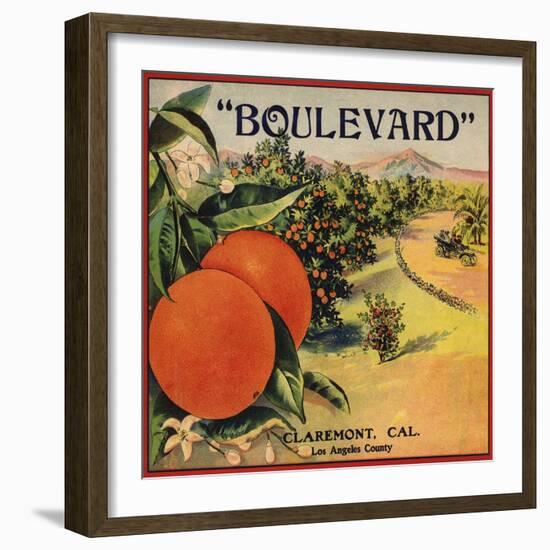 Boulevard Brand - Claremont, California - Citrus Crate Label-Lantern Press-Framed Art Print