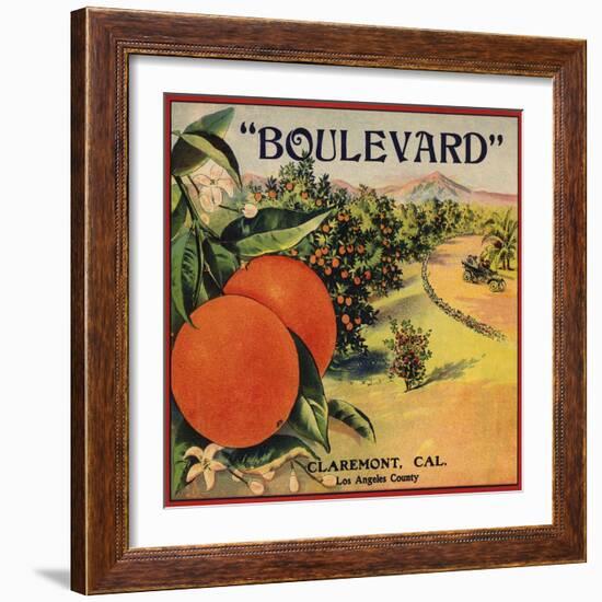 Boulevard Brand - Claremont, California - Citrus Crate Label-Lantern Press-Framed Art Print