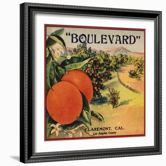 Boulevard Brand - Claremont, California - Citrus Crate Label-Lantern Press-Framed Art Print