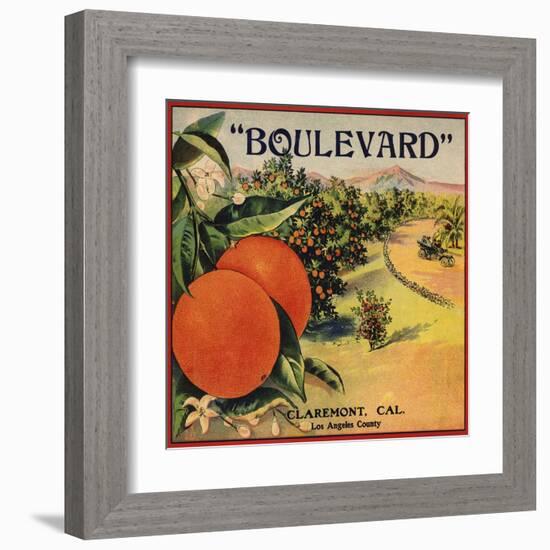 Boulevard Brand - Claremont, California - Citrus Crate Label-Lantern Press-Framed Art Print