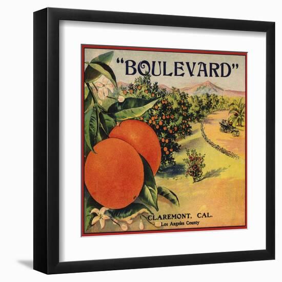 Boulevard Brand - Claremont, California - Citrus Crate Label-Lantern Press-Framed Art Print