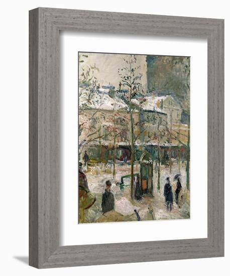 Boulevard De Rocheouart in Snow, 1878-Camille Pissarro-Framed Premium Giclee Print
