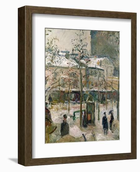 Boulevard De Rocheouart in Snow, 1878-Camille Pissarro-Framed Premium Giclee Print