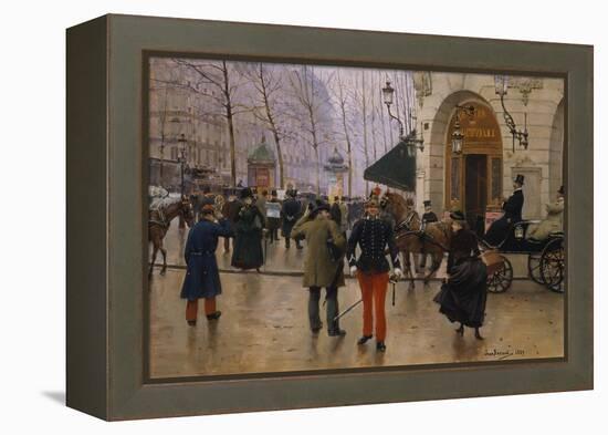 Boulevard Des Capucines at the Site of Theater Du Vaudeville, 1889-Jean Béraud-Framed Premier Image Canvas