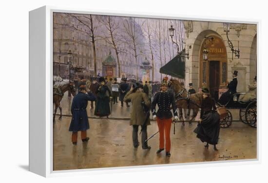 Boulevard Des Capucines at the Site of Theater Du Vaudeville, 1889-Jean Béraud-Framed Premier Image Canvas