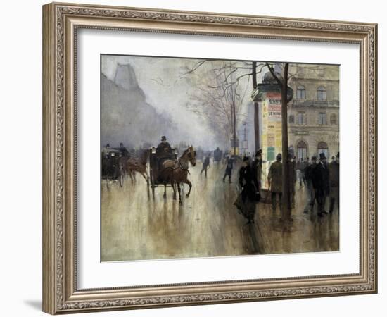 Boulevard Des Italiens in Paris-Jean Béraud-Framed Art Print