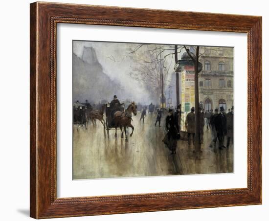 Boulevard Des Italiens in Paris-Jean Béraud-Framed Art Print