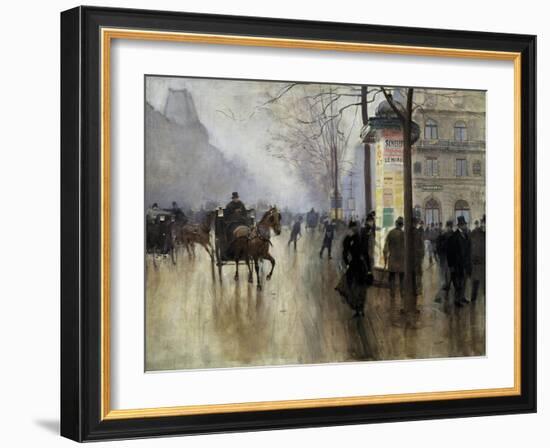 Boulevard Des Italiens in Paris-Jean Béraud-Framed Art Print