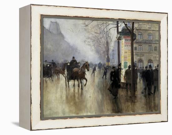 Boulevard Des Italiens in Paris-Jean Béraud-Framed Stretched Canvas