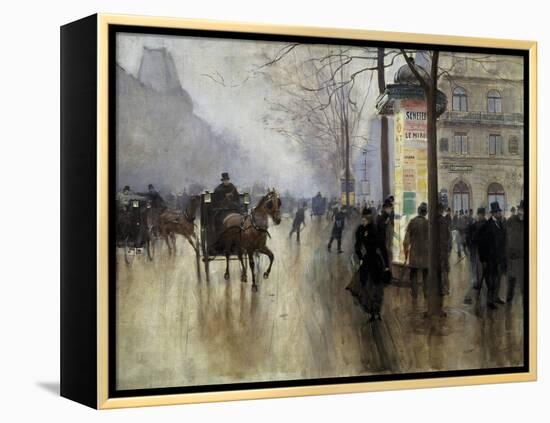 Boulevard Des Italiens in Paris-Jean Béraud-Framed Stretched Canvas