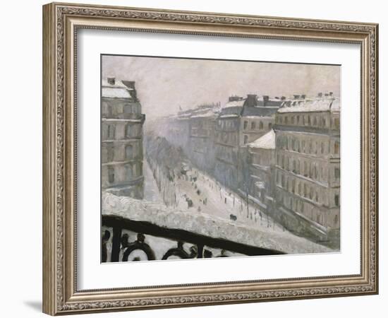 Boulevard Haussmann in the Snow, 1879 or 1881-Gustave Caillebotte-Framed Giclee Print