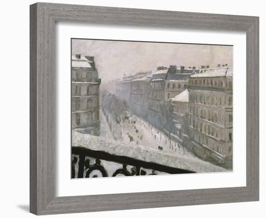 Boulevard Haussmann in the Snow, 1879 or 1881-Gustave Caillebotte-Framed Giclee Print