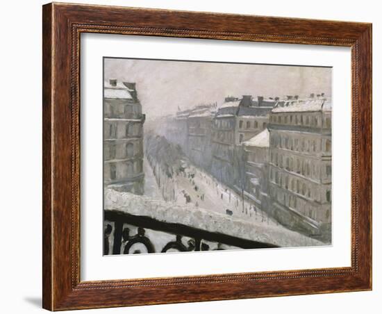 Boulevard Haussmann in the Snow, 1879 or 1881-Gustave Caillebotte-Framed Giclee Print