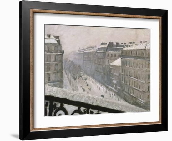 Boulevard Haussmann in the Snow, 1879 or 1881-Gustave Caillebotte-Framed Giclee Print