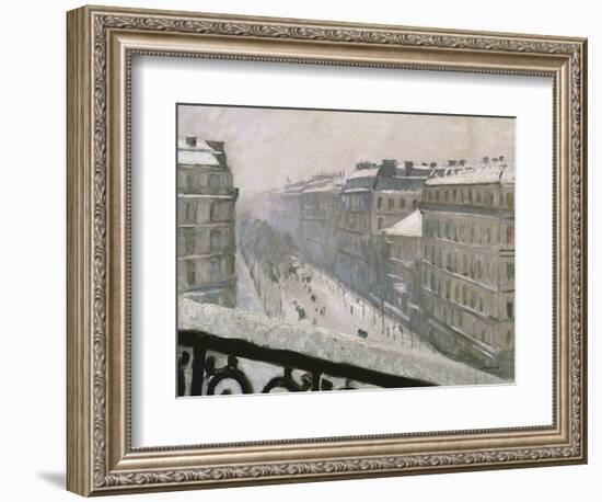 Boulevard Haussmann in the Snow, 1879 or 1881-Gustave Caillebotte-Framed Giclee Print